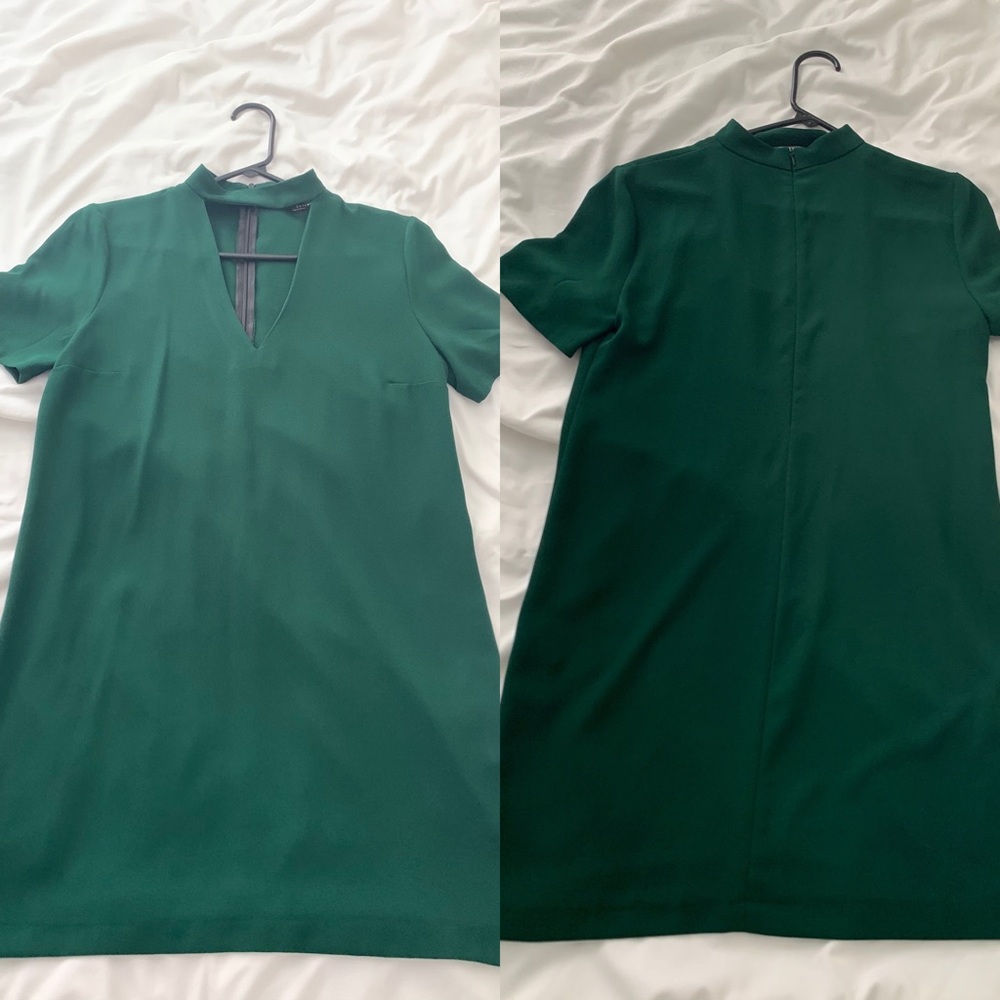 Dark green shift dress